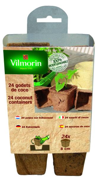 Accessoires pour semer - Godet Coco Carré - 8 cm (x24) - face recto